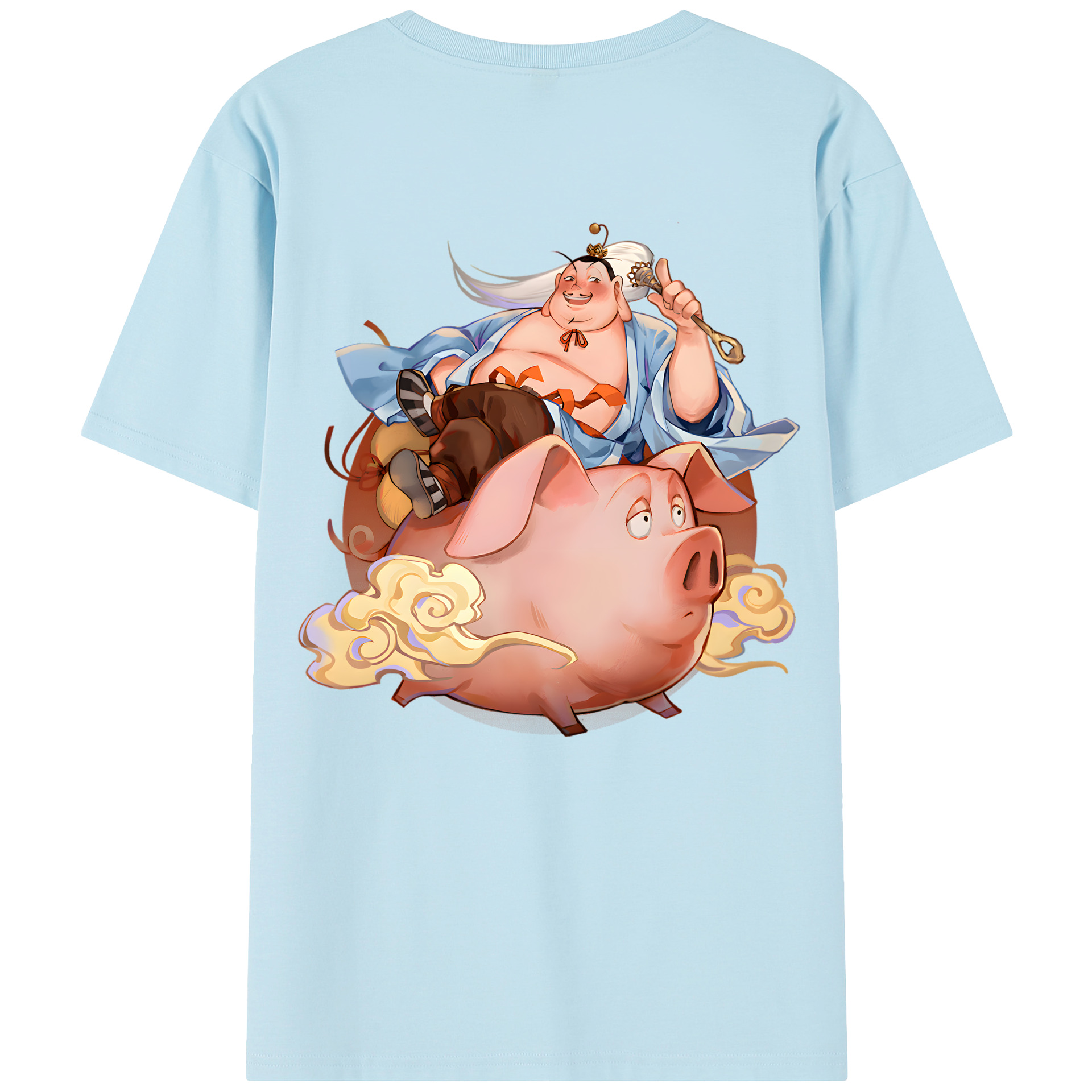 （画像用） Ne Zha 2 ナタ 魔童の大暴れ 綿100％半袖Tシャツ（背面プリント）